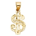 thumbnail image 2 of 14K Yellow Gold Dollar Sign Charm Pendant with 1.8mm Singapore Chain Necklace - 18", 2 of 4