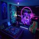 thumbnail image 1 of Tapiz fluorescente con diseño de árbol de la vida, calavera, cielo estrellado, fondo de luz negra, tela decorativa para colgar en el dormitorio, 1 of 5