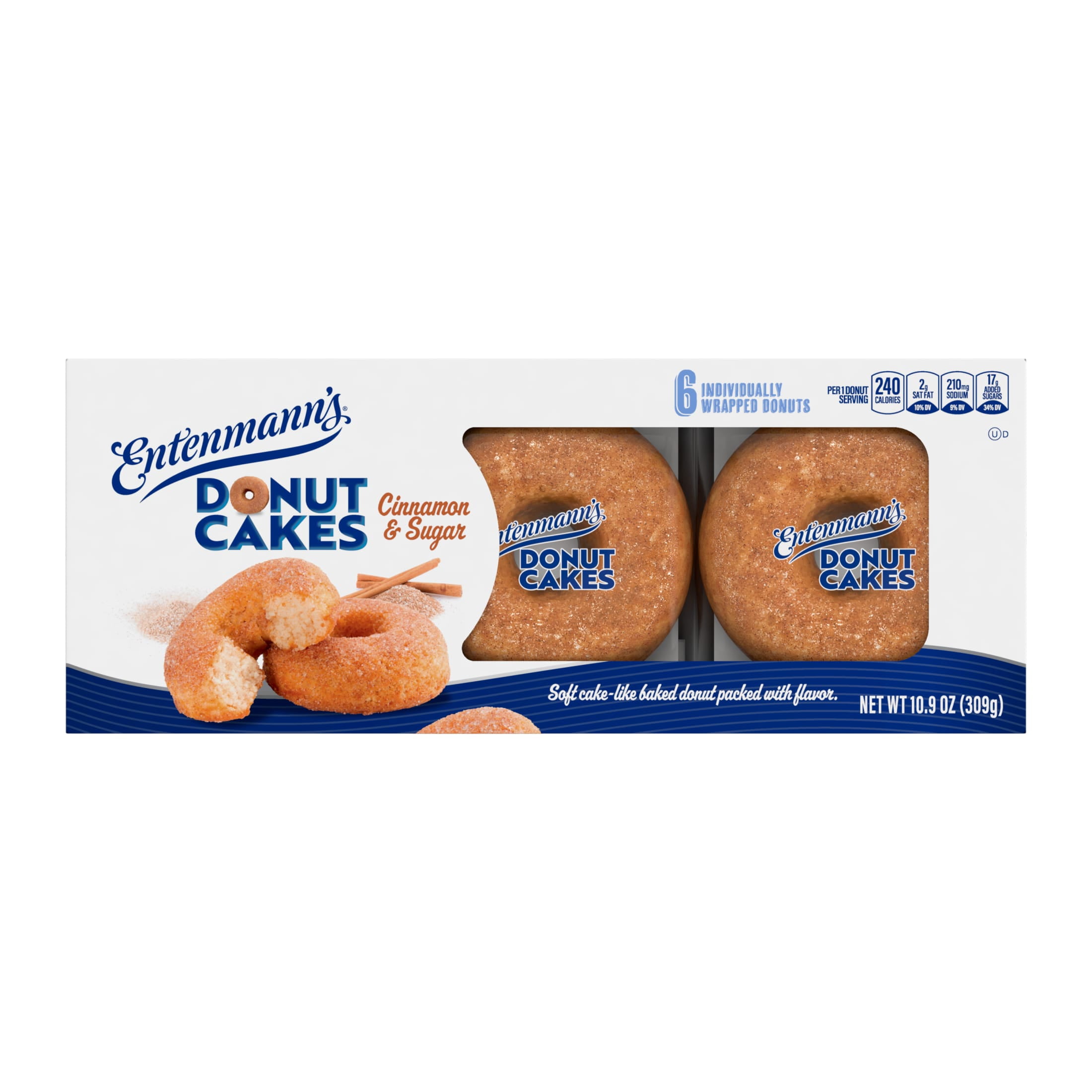 Entenmann's Cinnamon & Sugar Donut Cakes, 10.9 oz (6 count)