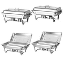 EVGTTI Chafing Dish Buffet Set, 8Qt 4 Pack Stainless Steel Rectangular Catering Warmer Set with Water Pan for Parties, Events, Wedding, Camping, Dinner