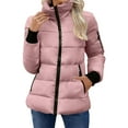 thumbnail image 7 of Zedker Womens Puffer Jackets with Multi Pockets Casual Stand Collar Long Sleeve Fall Winter Thermal Outerwear Tops with Zipper,Pink,XL, 7 of 7
