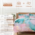 thumbnail image 6 of 3 Piece Teal Pink Marble Duvet Cover Set Twin Size,Microfiber Comforter/Quilt Cover with Corner Ties and 2 Pillowcases,Abstract Ink Painting Modern Luxury All Season Soft Bedding with Zipper Closure, 6 of 8