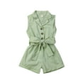 thumbnail image 1 of Mialoley Baby Girl Sleeveless Romper Button Shorts with Belt Jumpsuit, 1 of 6