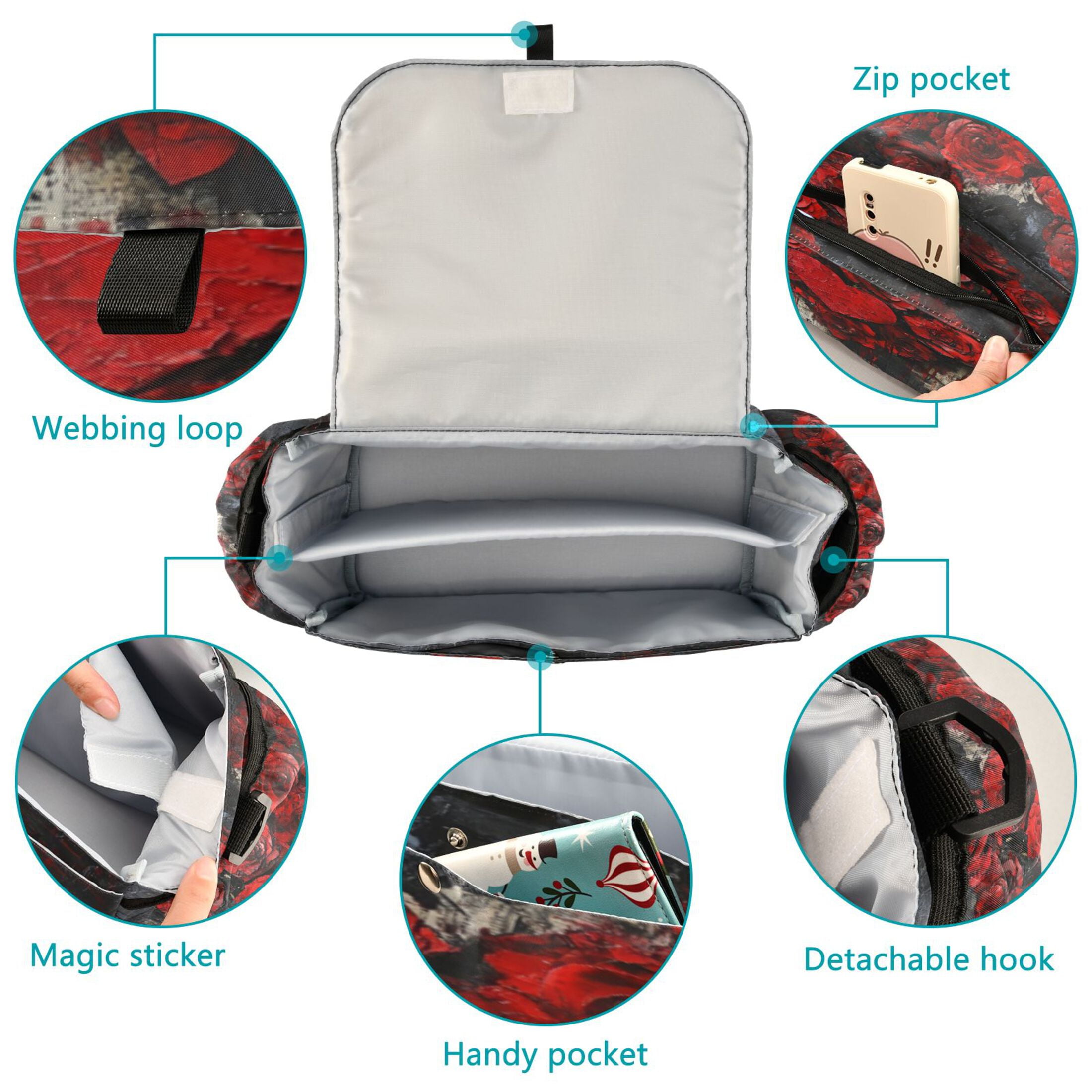 DIXRUYEE Stroller Organizer Blooms Of Affection Printed
