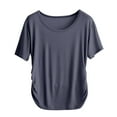 thumbnail image 2 of qelini T-shirts for Women with Round Neck School Season Solid Color Short Sleeved Loose Casual Daily Wearing Basic Tops Juniors Summer Comfortable 1Pack Navy 2XL, 2 of 7