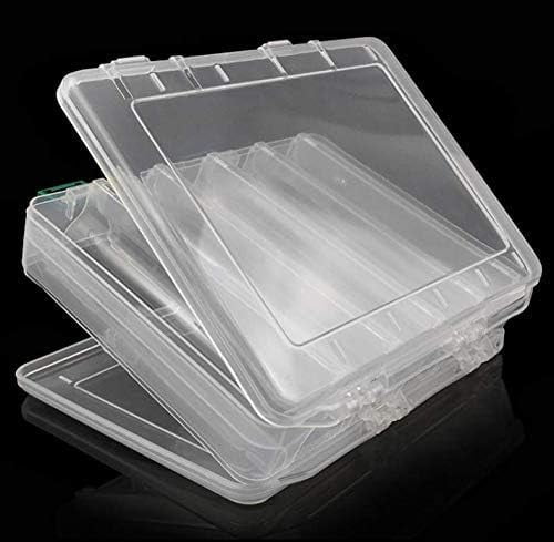 Double-Sided Fishing Lure Hook Tackle Box Visible Hard Plastic Clear Fishing Lure Bait Squid Jig Minnows Hooks Accessory Storage Case Container (Clear-10 Slots)