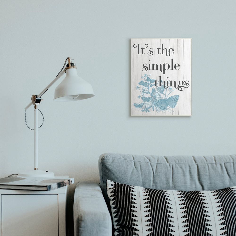 Stupell Industries It's the Simple Things Quote Butterfly Nature Rustic Text Graphic Art Unframed Art Print Wall Art, 13x19, by Daphne Polselli