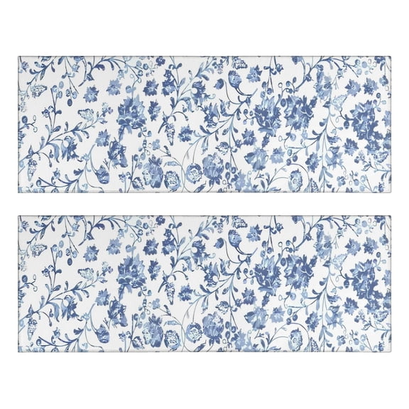 Kitchen Rugs Sets Of 2,Pioneer Flower Floral Print Pattern Anti Fatigue Kitchen Mat Rugs Non Slip Washable,Decorative Kitchen Floor Mats for Kitchen,Sink,Laundry,17"X47"