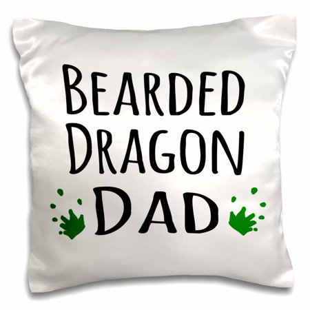 Seven Color Lizard Lights 3dRose Bearded Dragon Dad - for lizard and reptile enthusiasts and pet owners - with green footprints, Pillow Case, 16 by 16-inch ()
