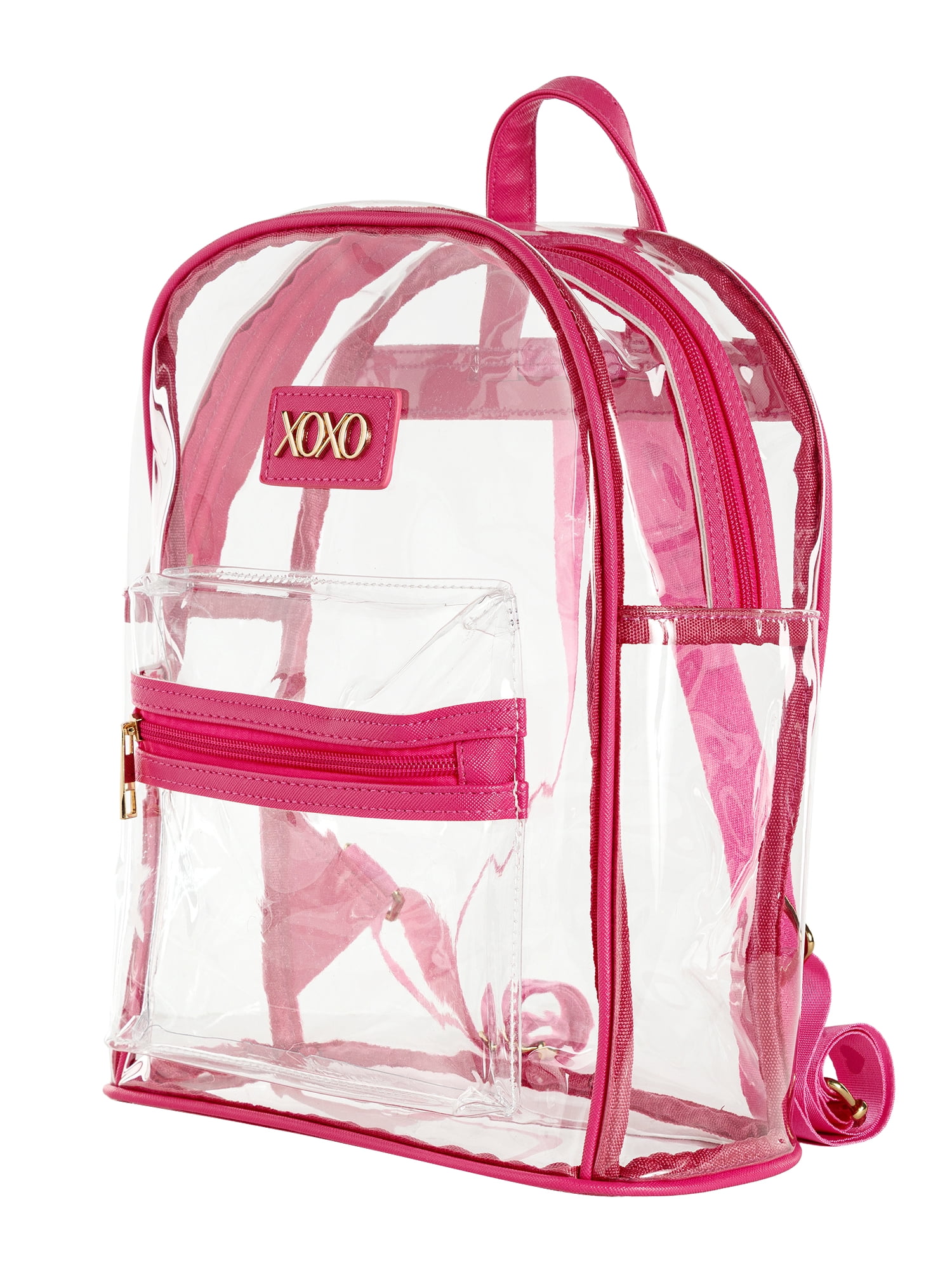 XOXO Karcyn Small Clear Backpack with Wallet and Cup with Straw Gift Set in Pink
