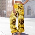 thumbnail image 6 of PEXLYCLU Boho Pants, Lounge Pants Women, Womens Lounge Pants, Boho Wide Leg Pants for Women Flowy Drawstring Floral Palazzo Pants Baggy Tropical Hawaiian Pull On Beach Pant, Earthy Yellow 2XL, 6 of 8