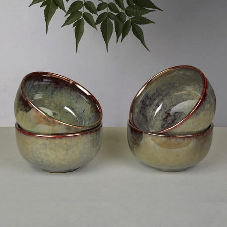 Studio Pottery Ceramic Soup Bowls Set Of 4 - Dove Blue, 300ml Each | Vegetable & Dessert Serving Bowls | Maggi Bowls | Cereal Bowls - Dove Blue Symphony Collection