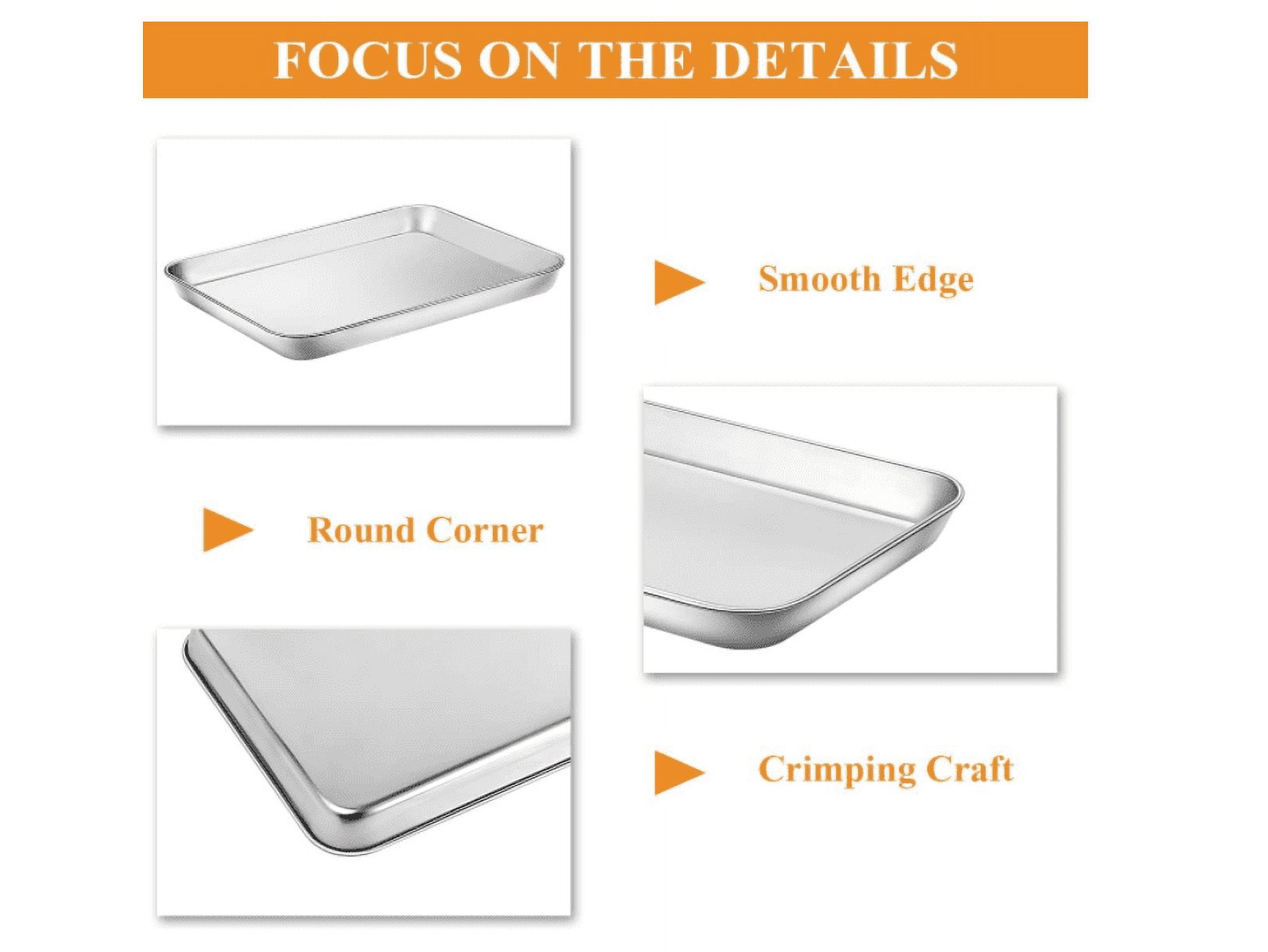 Baking Sheet Cookie Sheet Set of 2, Stainless Steel Baking Pans Tray Professional, Toaster Oven Baking pans,Non Toxic & Healthy, Mirror Finish & Rust Free, Easy Clean & Dishwasher Safe(10 Inch)