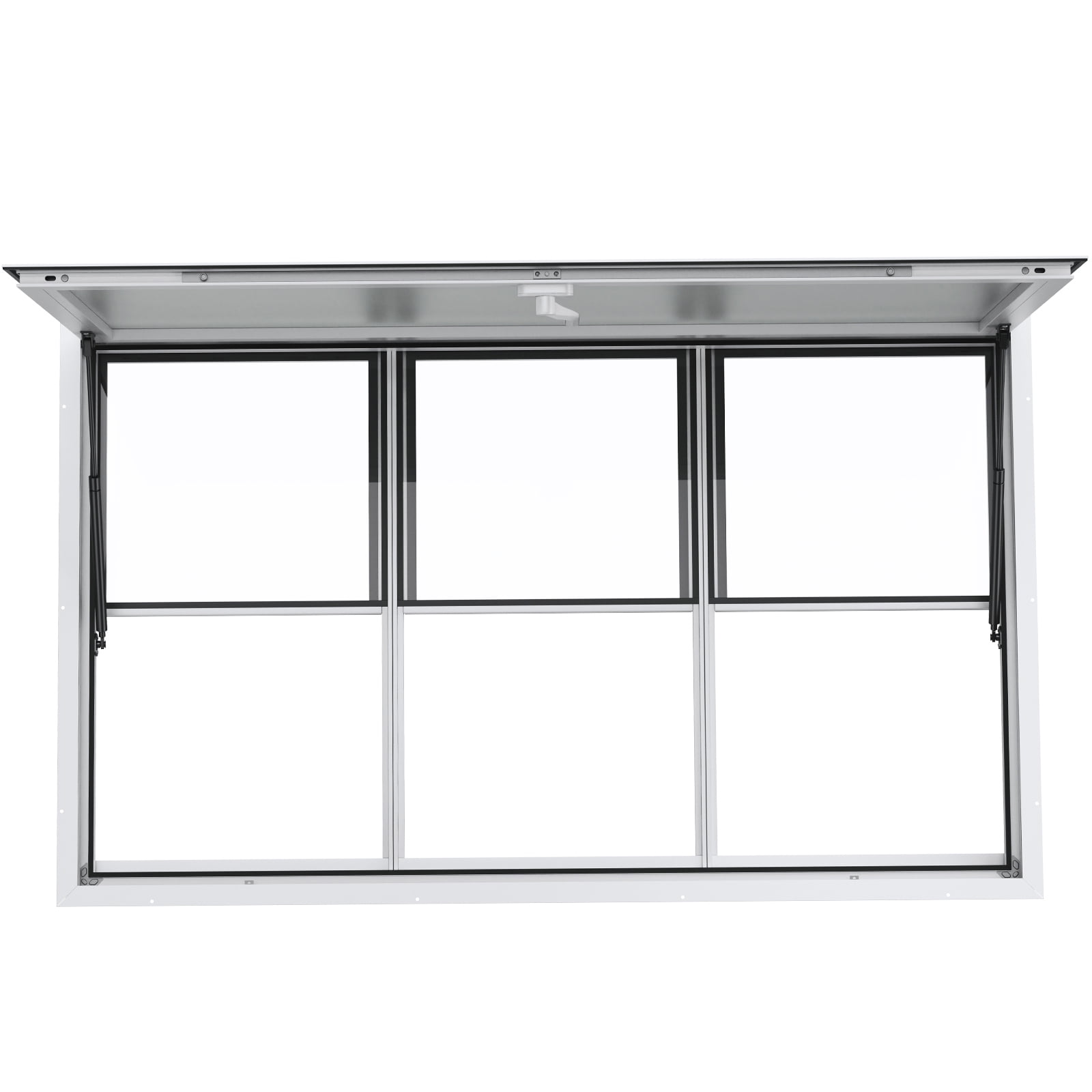 SKYSHALO 60"L x 36"W Concession Stand Serving Window Food Truck Service Awning with Sliding Windows & Awning Door & Drag Hook