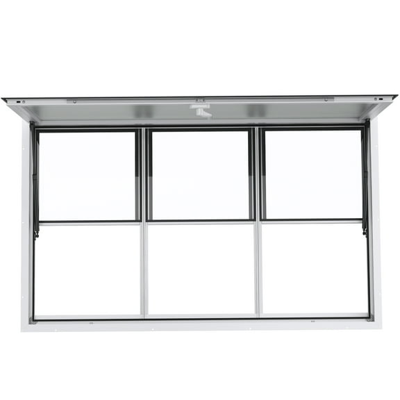 KFFKFF 60"L x 36"W Concession Stand Serving Window Food Truck Service Awning with Sliding Windows & Awning Door & Drag Hook