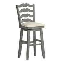 Weston Home Sheena French Ladder Back Bar Height Swivel Stool, Antique Grey
