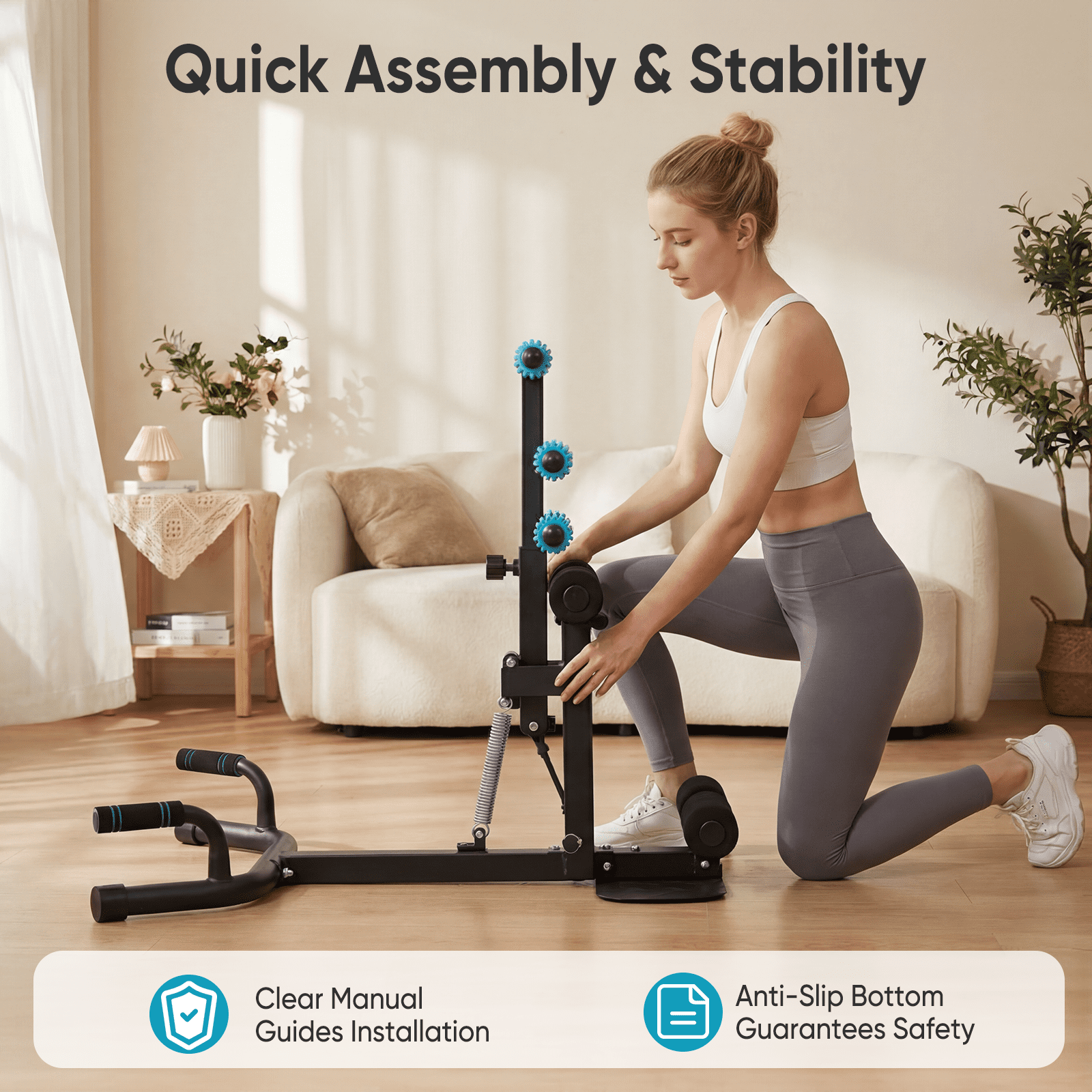 EDX Deep Squat Machine for Women, Adjustable Glutes Trainer, Core & Leg Workout Equipment with Push Up Board for Home Gym