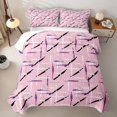 thumbnail image 2 of Castle Fairy Graffiti Cross Line Bed Spread Queen 3pcs,Abstract Minimalist Stripes Queen Coverlet Set,Pink Purple Black,1 Quilt and 2 Pillowcases, 2 of 7