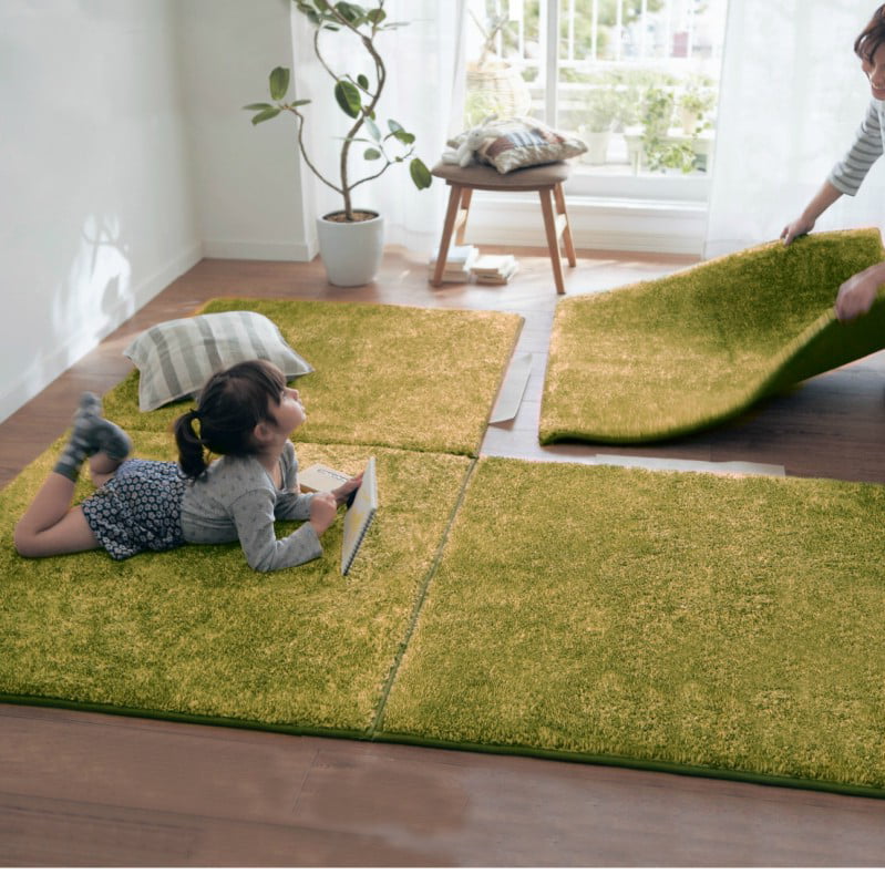 Green Leaves Fabric Flannel Mat Round Area Rug Anti-Skid Carpet Floor Decor New 