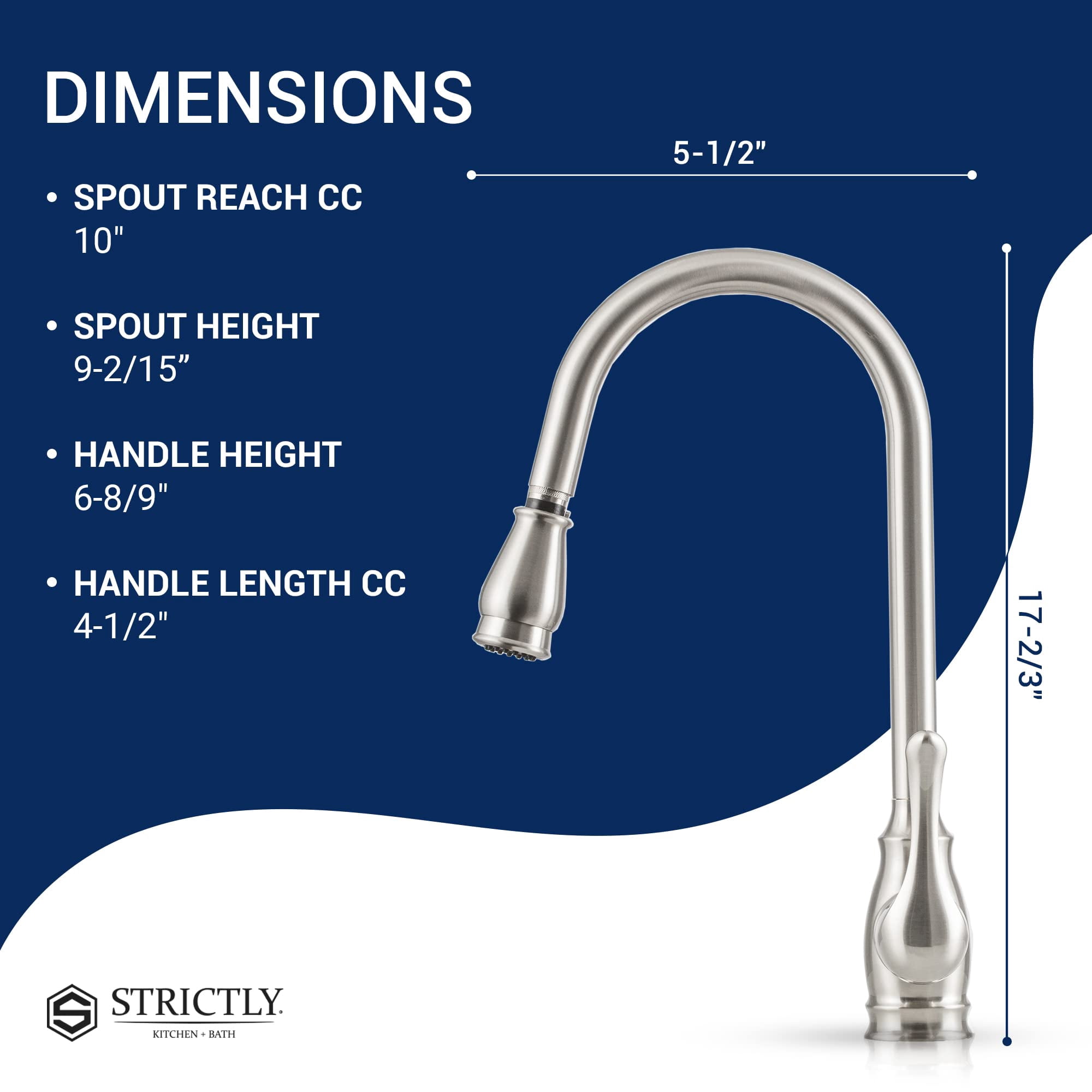 Strictly Sinks Pull Down Kitchen Faucet Brushed Nickel – Traditional Kitchen Faucet with 360° Swivel Spout, Spray & Stream Modes
