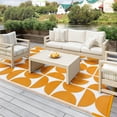 thumbnail image 6 of Lahome Decor Outdoor Rug 5'x8' Waterproof Reversible Patio Rug Geometric Indoor Outdoor Rugs Lightweight Plastic Straw Ourdoor Carpet for Outside RV Porch Balcony Garden Deck,Orange & White, 6 of 9