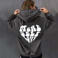thumbnail image 2 of Sudaderas sueltas para mujer Sudaderas con capucha con cordón Camisas con gráficos en la espalda Jersey informal Tops de manga larga con bolsillo con mangas con hombros caídos Pompotops  gfhjh13586, 2 of 6