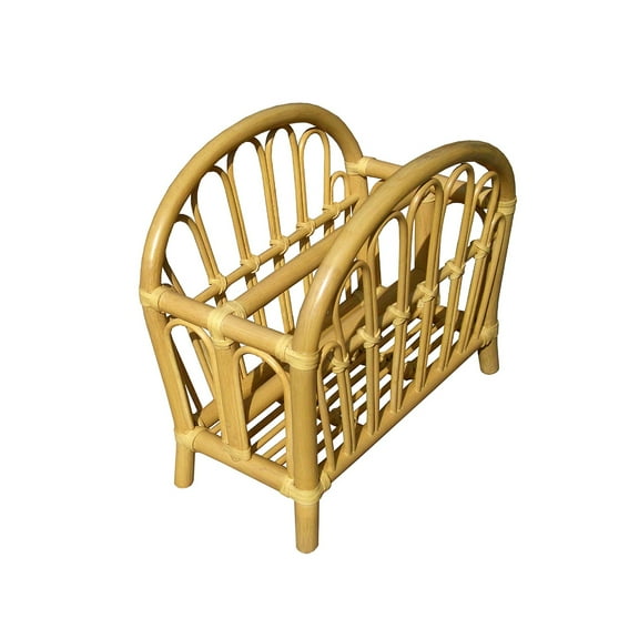 D-Art Collection Traditional Wicker/Rattan Curve Magazine Rack in Natural