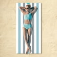 thumbnail image 2 of CHENMEI Cotton Oversized Beach Towel Large 70 X 35 Inch Pool Towel Rose Red Striped Swimming Cabana Towel Water Absorbent Quick Drying Towel Swimming Towel, 2 of 9