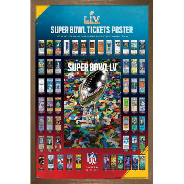 Trends International NFL League - Super Bowl LV - Tickets Wall Poster 16.5" x 24.25" x .75" Bronze Framed Version