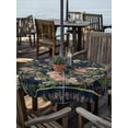 thumbnail image 2 of Outdoor Tablecloths with Umbrella Hole & Zipper, Black Flowers Round Tablecloth 54 Inch, Spring Floral Elegant Pastoral Vintage Waterproof Table Cloth, Patio/Pool/Picnic Table Covers, 2 of 8