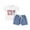 White, variant on Elippeo Boys 4th of July Shorts Sets 6 12 18 24 Months 3 4 Years Short Sleeve Letter Print Tops Solid Color Drawstring Shorts Sets