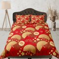 thumbnail image 1 of Rojo Oro Funda Nórdica Conjunto Oriental Estilo Asiático Colcha, Dormitorio Ropa de Cama y, 1 of 4