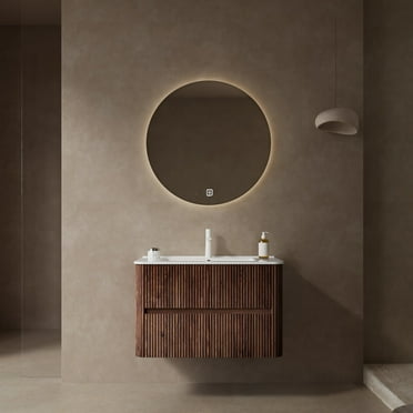 ELESHINE 30-Inch Modern Wall-Mounted Floating Bathroom Vanity with 2 Drawers, Undermount Sink, Ceramic Top