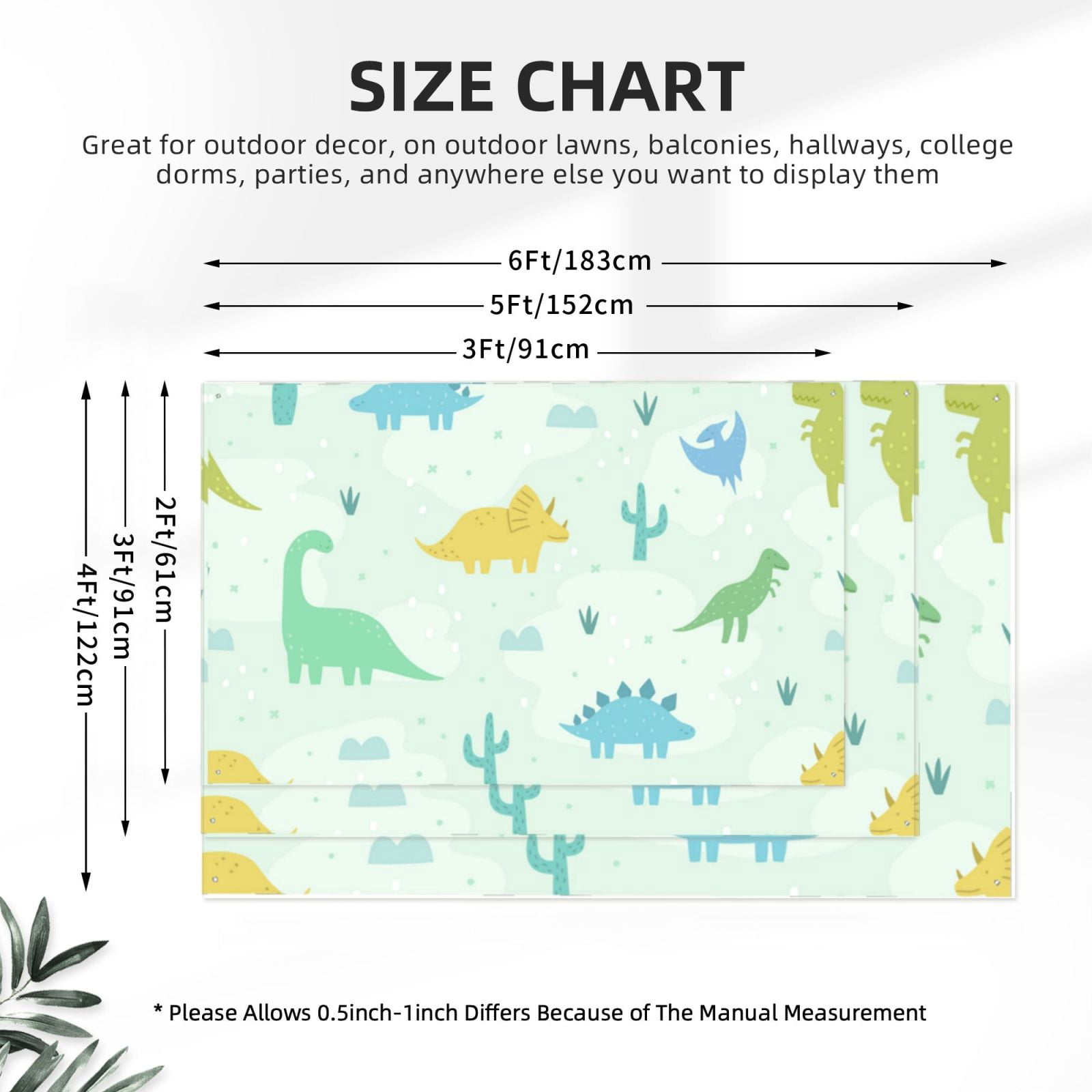 Cute Cartoon Dinosaurs Four Hole Decorated Banner Flag for Garden Yard Home Decoration Indoor Outdoor 4x6 Ft
