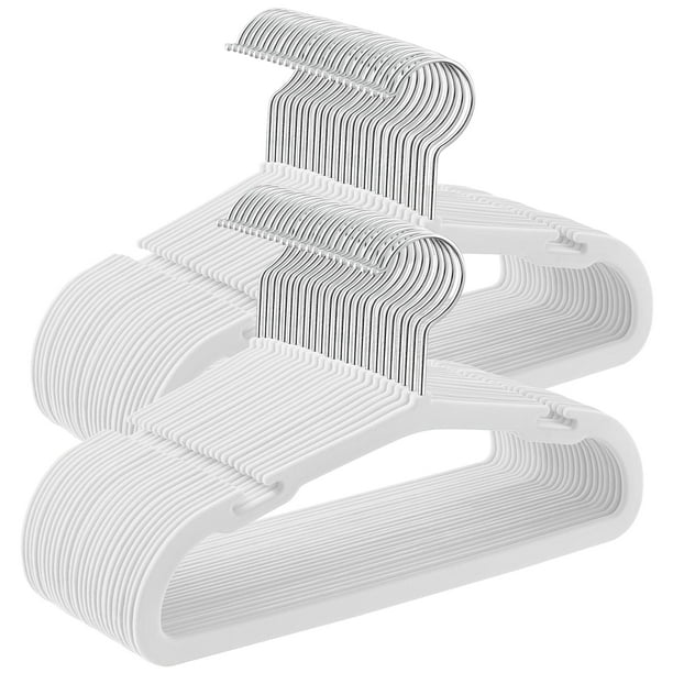 Perchas para bebés SONGMICS, paquete de 50 unidades, antideslizantes, terciopelo blanco