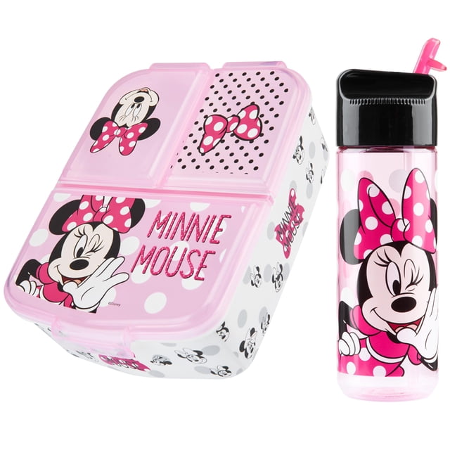 Set de loncheras Disney Minnie Mouse para niños con botella de agua, color rosa