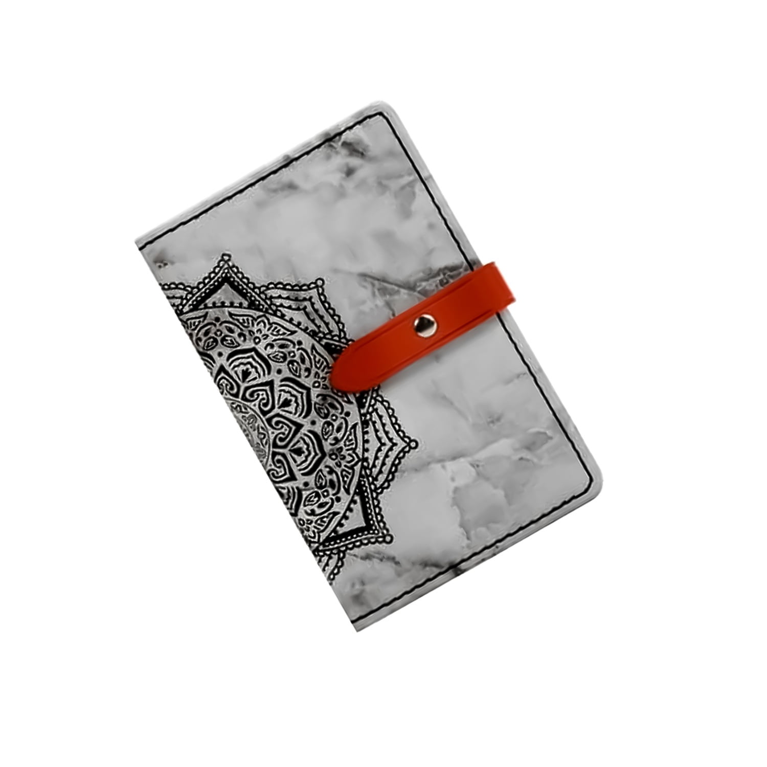 Universal Leather Phone Card Pocket Featuring Datura Flower Artwork - Dark Black