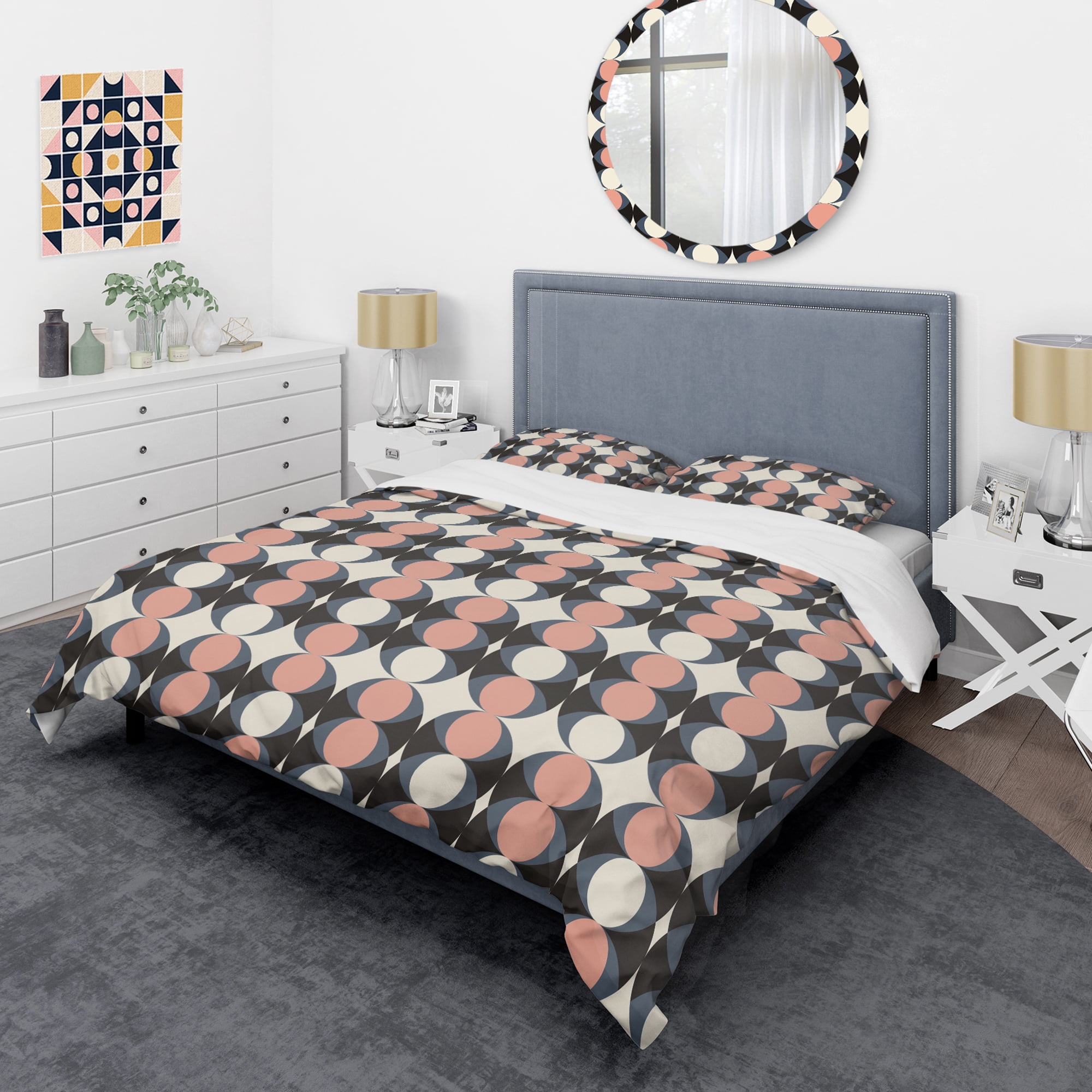 Designart 'Retro Circular Pattern II' Mid-Century Modern Duvet Cover Set
