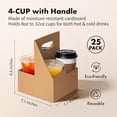 thumbnail image 5 of FMP Brands 4 Cup Disposable Drink Carrier with Handle, 25 Pack Kraft Paperboard Handled Drink Carriers 12-30 oz to Go Coffee Cup Holder, Cup Carrier for Cold Hot Drinks, Valentine Mother's Day, 5 of 7
