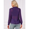 thumbnail image 3 of DARING DIVA Women's Long Sleeve Tops Button Down See Through Mesh Shirt M Dark Purple, 3 of 6