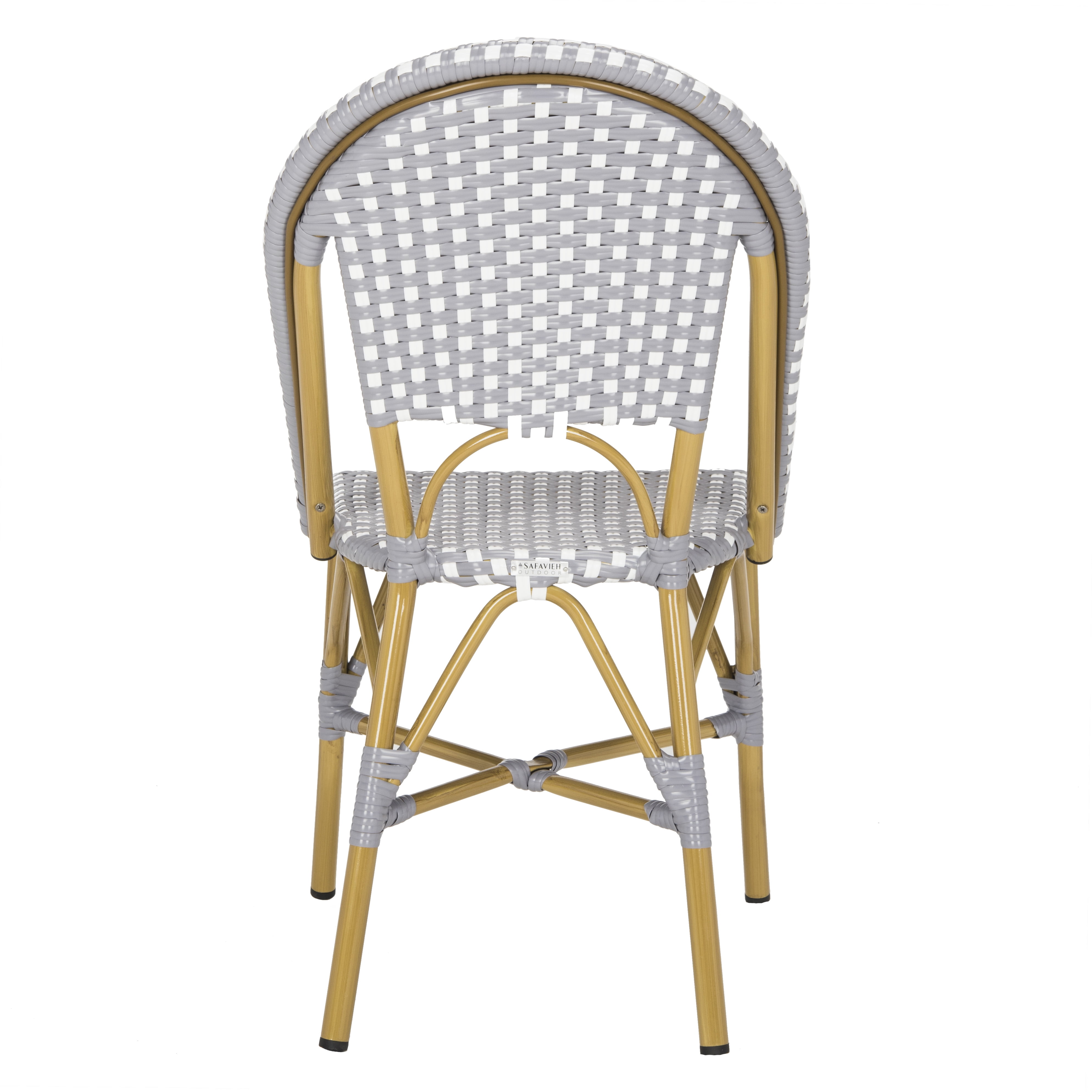 Safavieh Salcha Outdoor French Bistro Side Chair, Set of 2-Grey/White