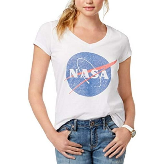 Love Tribe Juniors Nasa Graphic T-Shirt,White,M