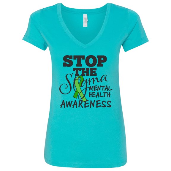 Inktastic Mental Health Awareness Stop the Stigma Women's V-Neck T-Shirt