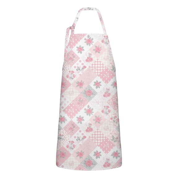 Pioneer Flower Floral Print Pattern Apron for Women and Men, Cotton Linen Waterproof with Pockets, Adjustable, 33x27 Inch for Kitchen, Gardening, BBQ, Salon