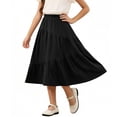 thumbnail image 2 of HAOTAGS Girls Maxi Skirts,High Waisted Casual Solid Color with Side Pockets Summer Skirt Black 12-13, 2 of 7