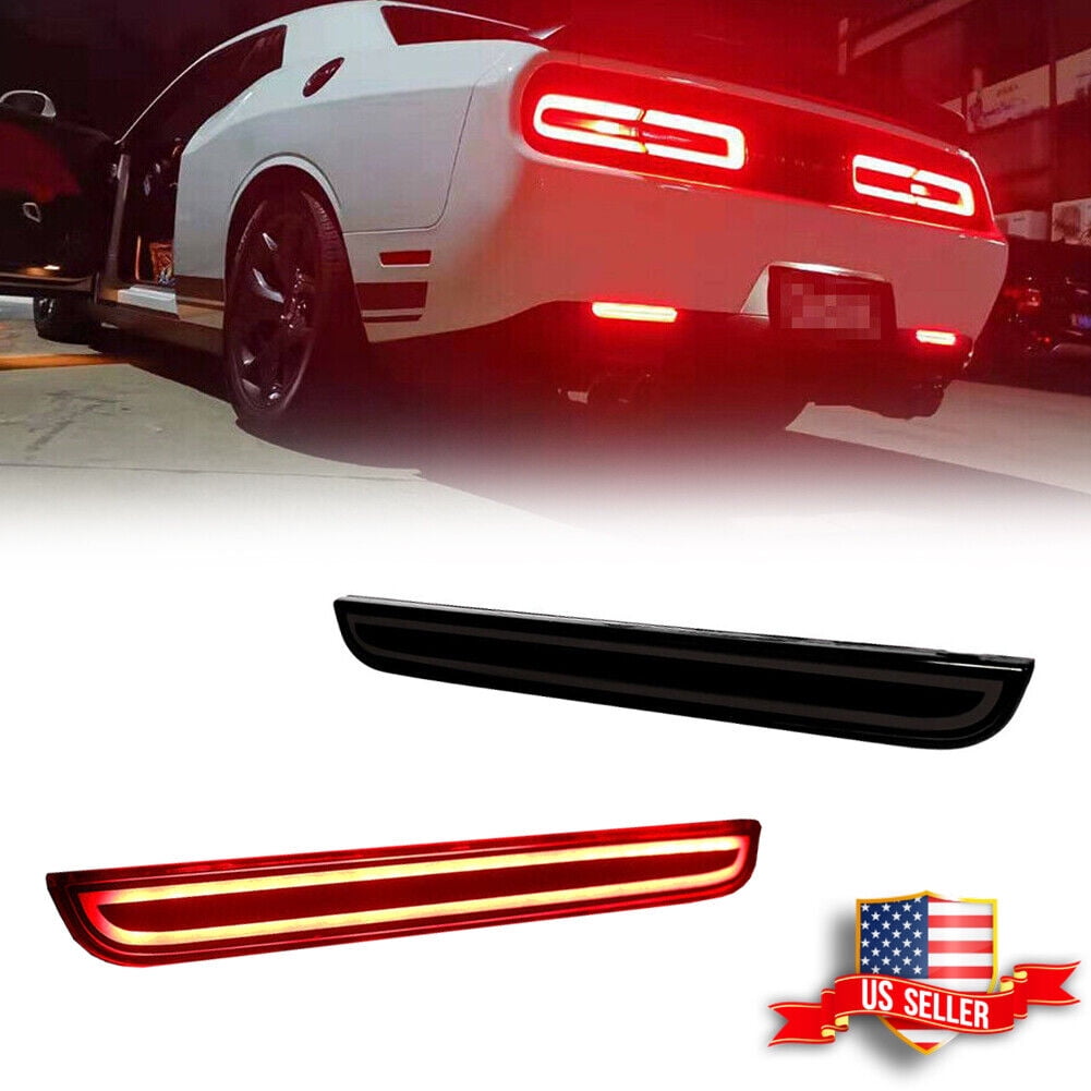 GTINTHEBOX Pair LED Rear Bumper Lamp Reflector Brake Light Tail For  2015-2022 Dodge Challenger