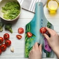 thumbnail image 3 of Spa Cutting Board, Sand Orchid and Massage Stones in Garden Sunny Day Yoga, Decorative Tempered Glass Cutting and Serving Board, Wine Bottle Shape, Blue Fern Green Fuchsia, by Ambesonne, 3 of 5