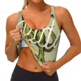 thumbnail image 4 of Haiem Dinosaur Pattern Womens Sports Bra - U Neck Padded Low Impact Yoga Bra Workout Crop Top Gym Moisture-Wicking Workout Vest -, 4 of 9