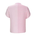 thumbnail image 4 of Trendy Striped Shirts for Women V Neck Split Short Sleeve Dressy Casual Blouses Summer Tops Loose Fit (XL, Pink), 4 of 6