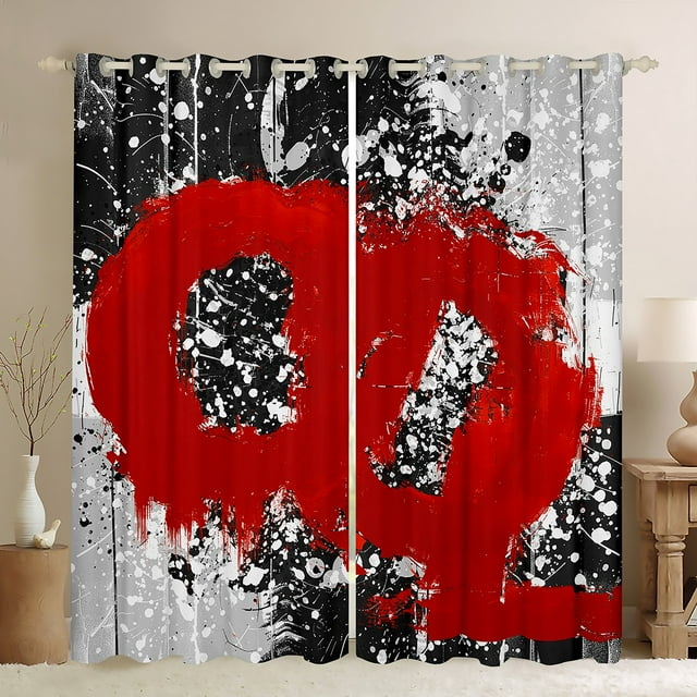 Erosebridal Rideaux Ombrés Rouge Gris Noir Lot de 2 (42x90), Rideaux Occultants Contemporains Dégradé Abstrait 30 %-50 %